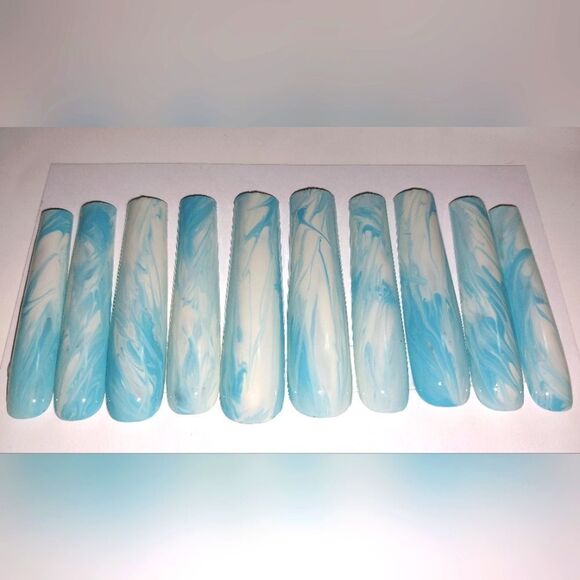 Hand crafted custom 10pc xxl long acrylic press on nails sz large - Picture 10 of 11